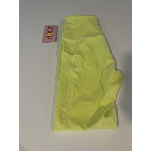 Neon Yellow High-Waisted Athletic Leggings - Size S - Kooi Activewear - Stretchy - Picture 7 of 7